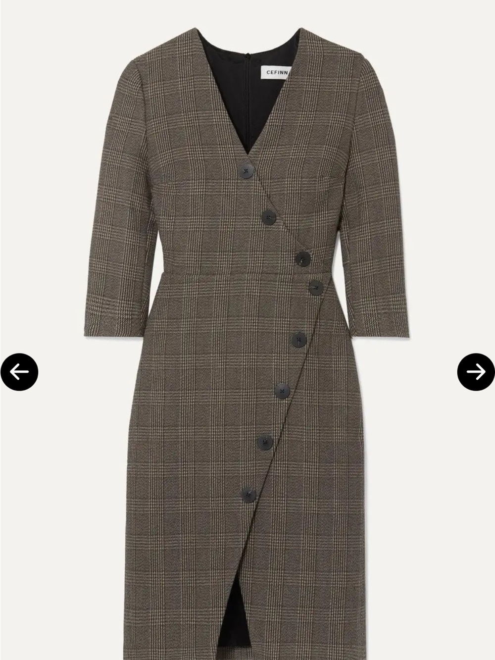 CEFIN Sofia prince of Wales Checked  cotton blend Wrap Midi Dress in Brown